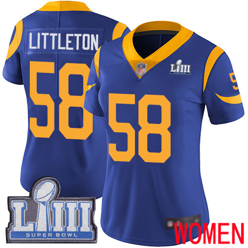 Los Angeles Rams Limited Royal Blue Women Cory Littleton Alternate Jersey NFL Football #58 Super Bowl LIII Bound Vapor Untouchable